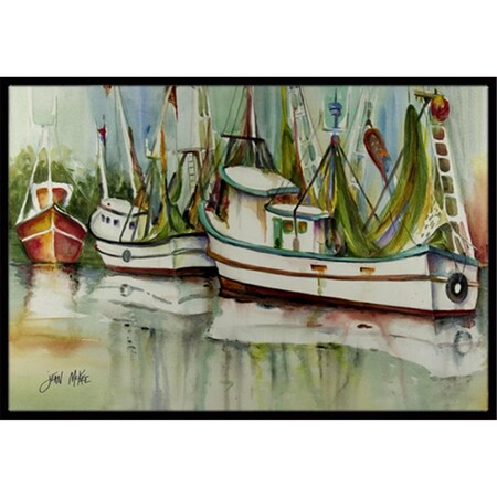 Carolines Treasures Ocean Springs Shrimper Indoor and Outdoor Mat- 18 x 27 in. JMK1067MAT